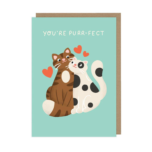Cat-themed Valentine's Day Card - "You're Purr-fect" Cute Pun