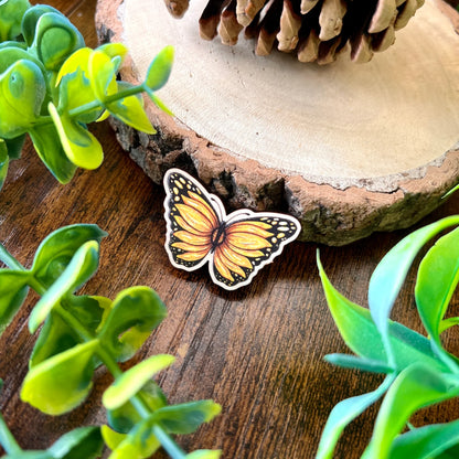 Sunflower Butterfly - Wooden Pin