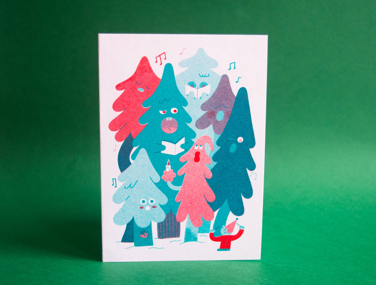 Tree Carols - Seasonal Risograph Card