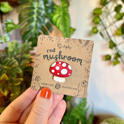 Red Mushroom - Wooden Pin