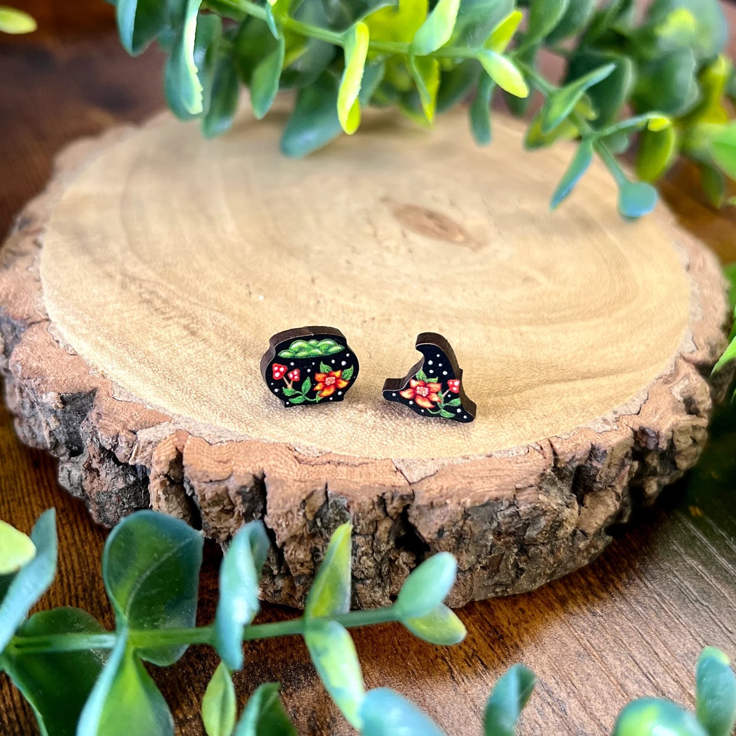 Witch Hat And Cauldron - Earrings