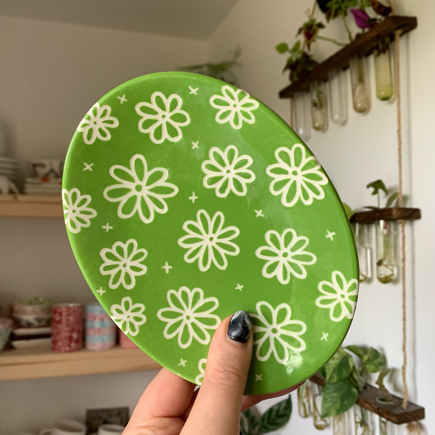 Green Sgraffito - Soap Dish