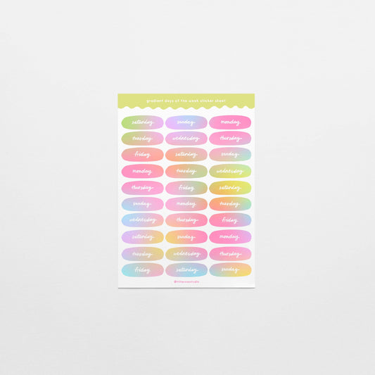 Pastel Gradient Days of the Week - Sticker Sheet
