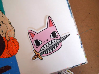 Pink Cat Face - Sticker