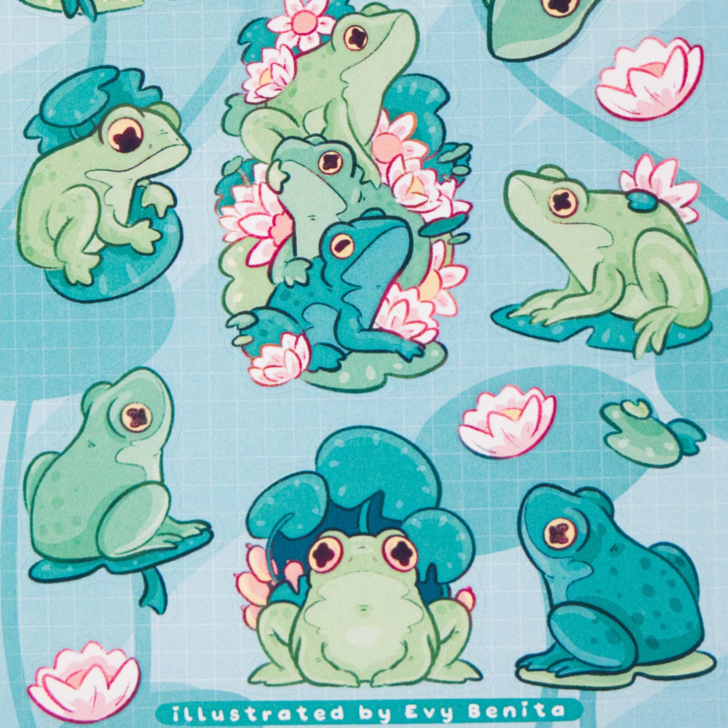 Playful Green Frog - Sticker Sheet