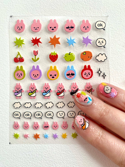 Pink Rabbits - 3D Nail Stickers