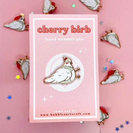 Cherry Bird Pigeon - Hard Enamel Pin