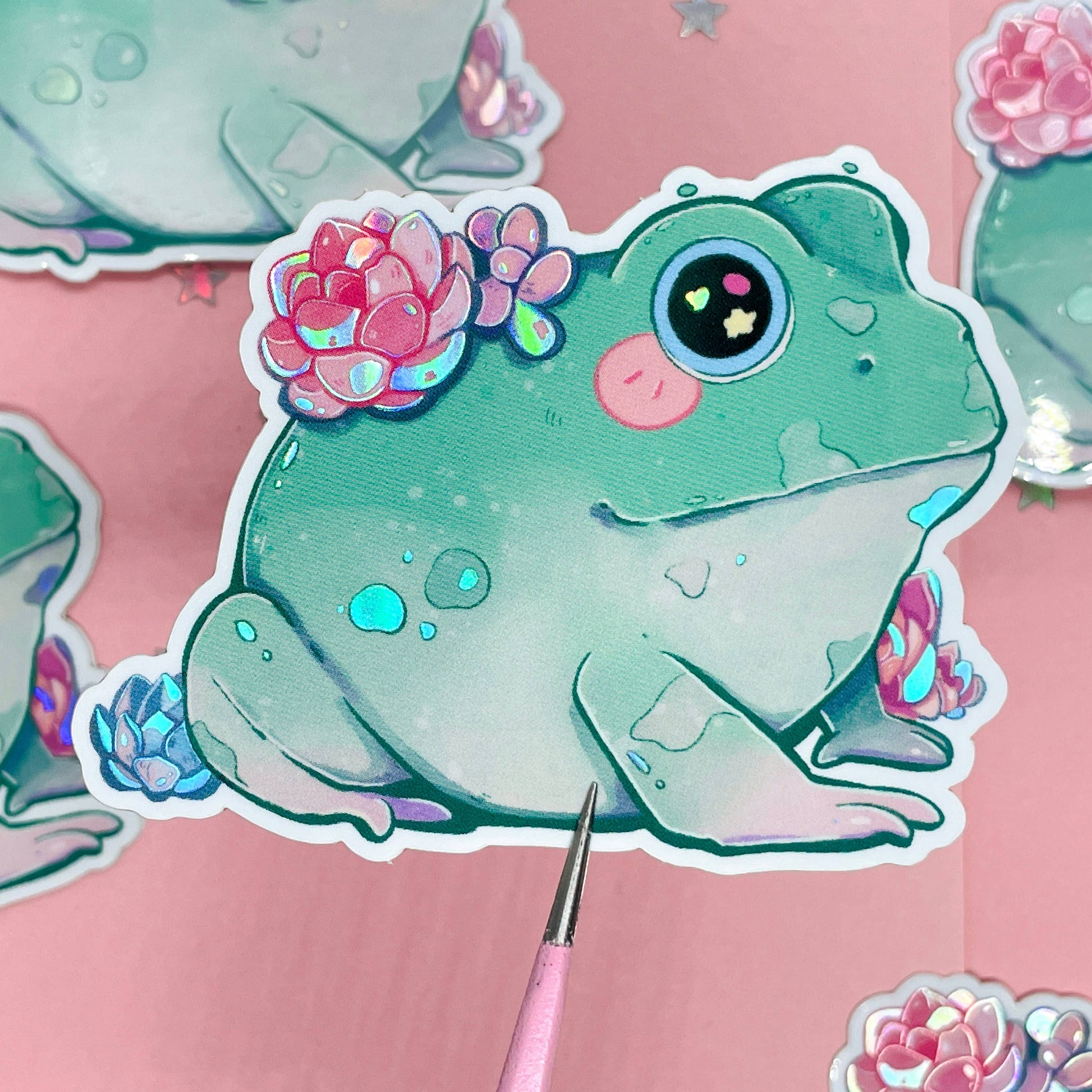 Succulent Frog Sticker | Holographic Sticker | Frog Sticker
