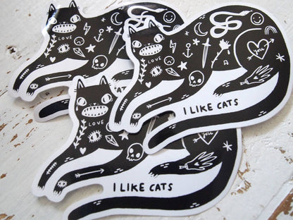 Black Tattoo Cat - Sticker