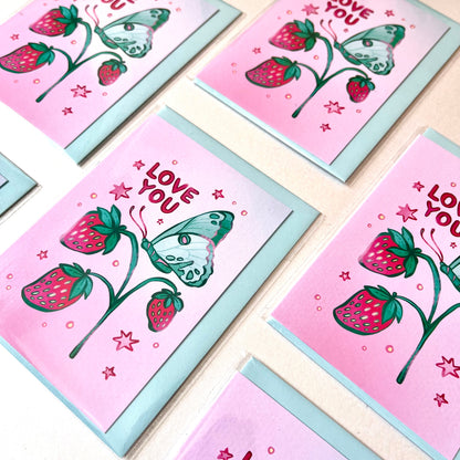 Butterfly & Strawberries - A7 Card