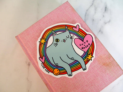 Cute Queer Cat Rainbow - Sticker