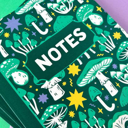 Green Mushroom - A5 Dotted Notebook
