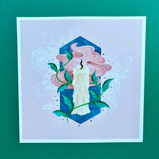 Candle Burning - Square Print