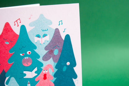 Tree Carols - Seasonal Risograph Card