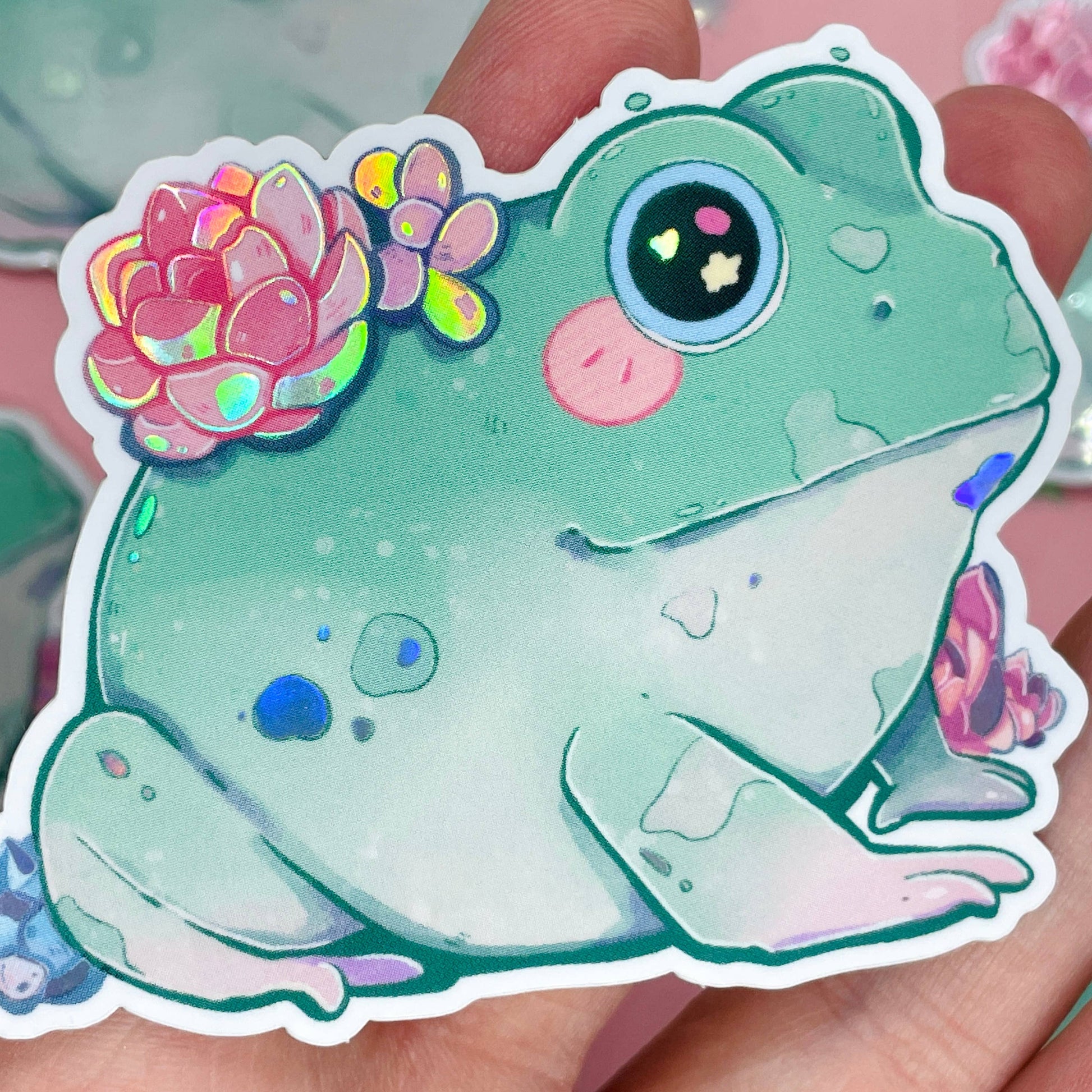 Succulent Frog Sticker | Holographic Sticker | Frog Sticker
