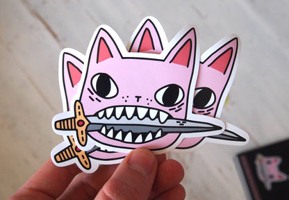 Pink Cat Face - Sticker