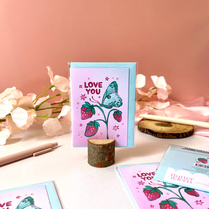 Butterfly & Strawberries - A7 Card