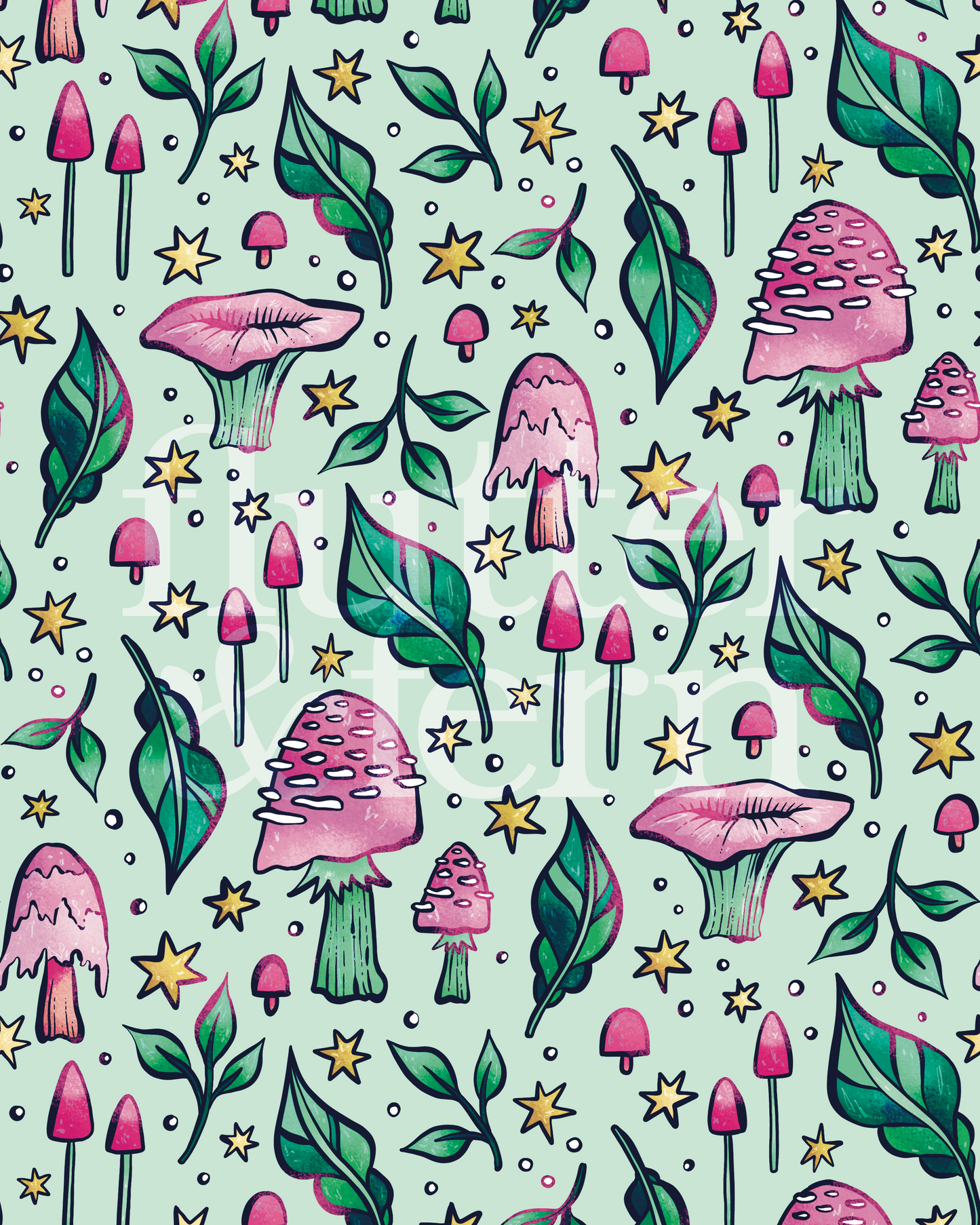 Mushrooms - Colourway Exclusive - Pastel Green