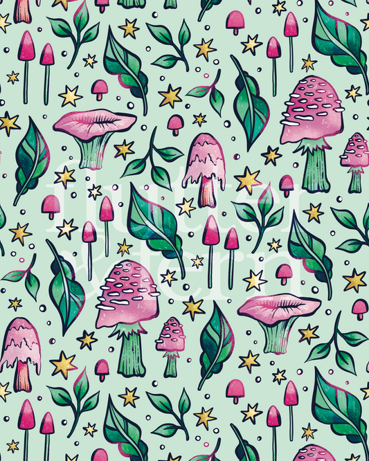 Mushrooms - Colourway Exclusive - Pastel Green