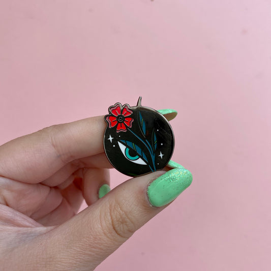 Eye Flower - Red Flower - Enamel Pin