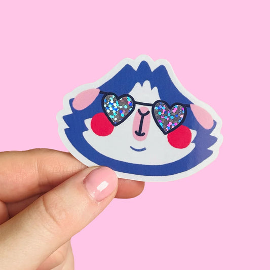 Guinea Pig Blue Glasses - Sticker