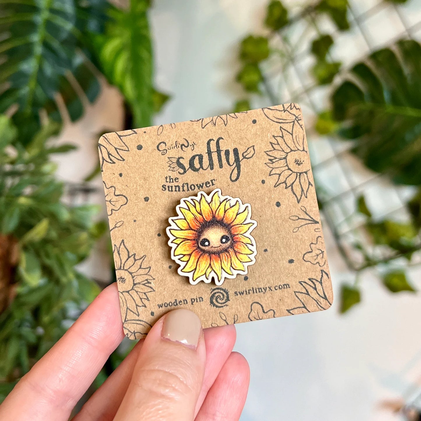 Saffy The Sunflower - Wooden Pin