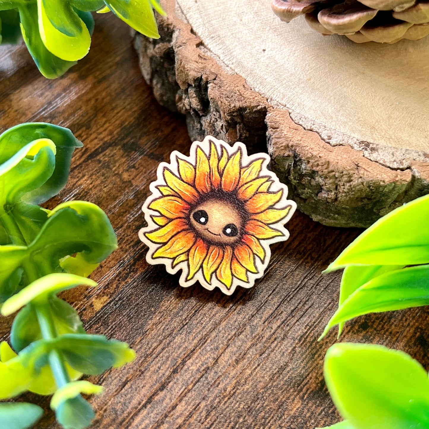 Saffy The Sunflower - Wooden Pin