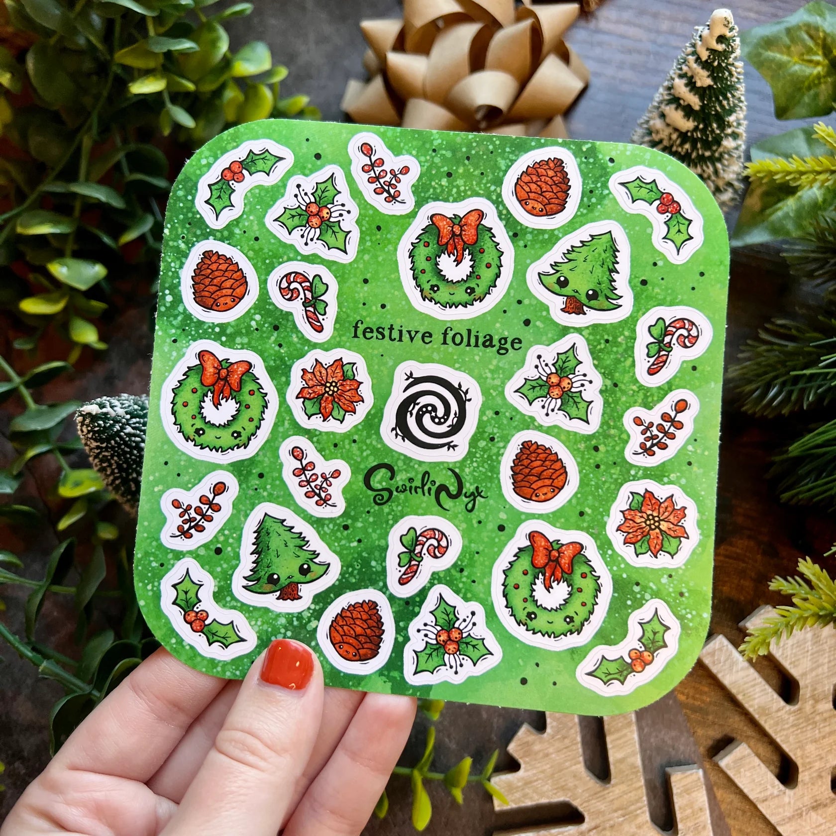 Green Festive Foilage - Sticker Sheet