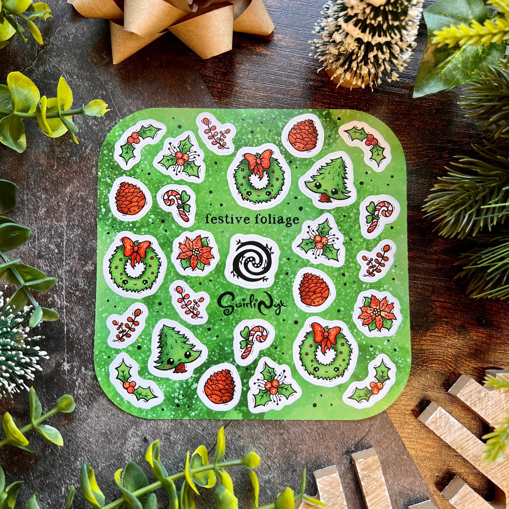 Green Festive Foilage - Sticker Sheet