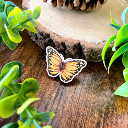 Sunflower Butterfly - Wooden Pin