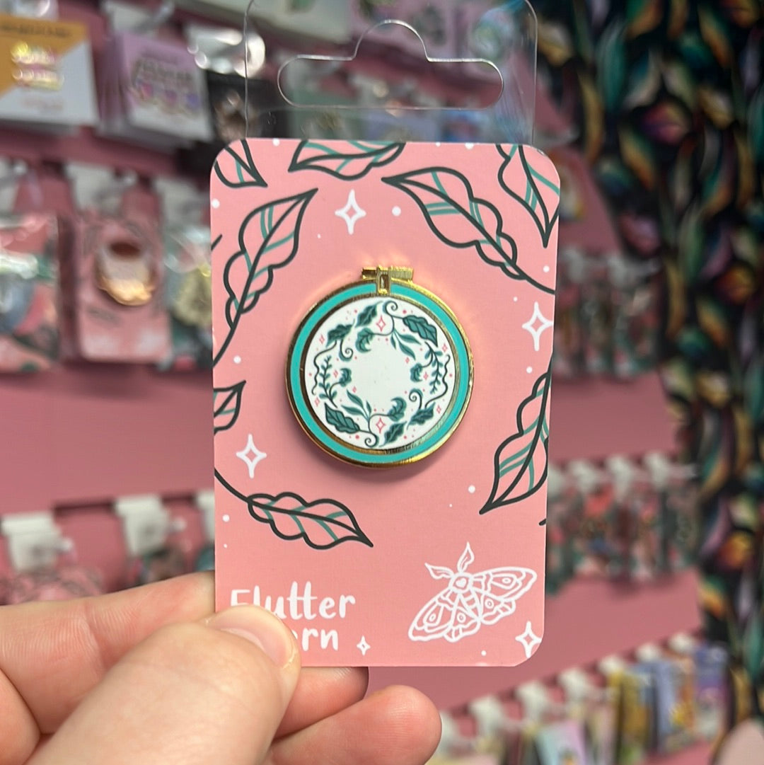 Botonical Leaves Embroidery Hoop - Enamel Pin - 50% Off RRP £9