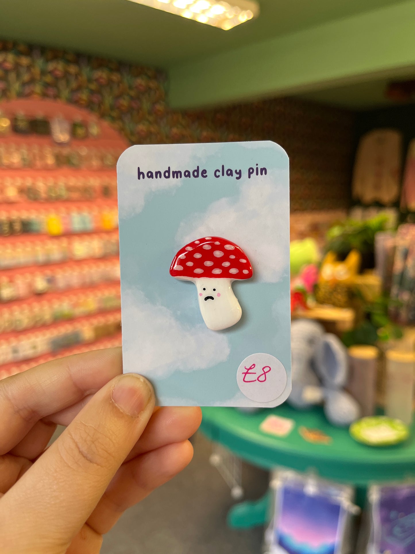 Mushroom - Handmade Clay Pin