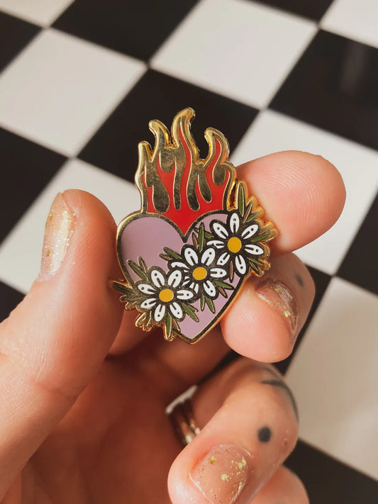 Flaming Heart - Enamel Pin