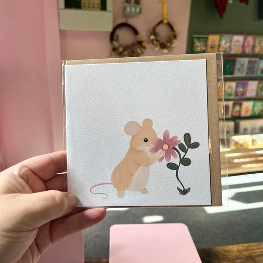 Mouse & Flower - Square Card