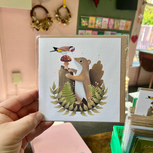 Squirrel & Goldfinch - Square Card