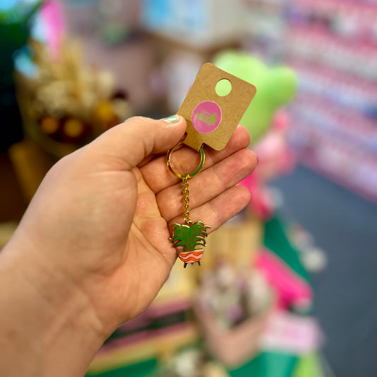 Potted Plant - Red Wavy - Keyring