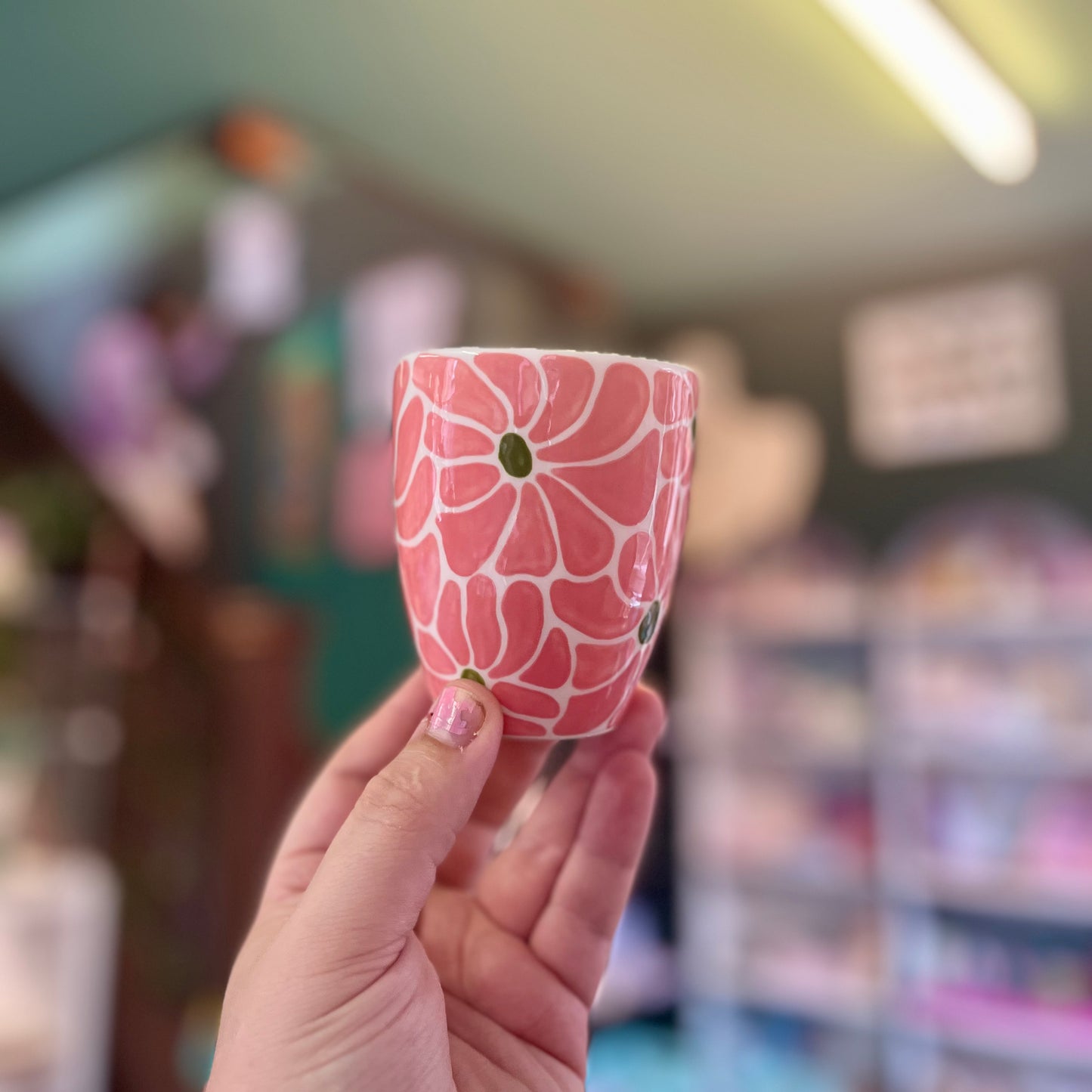 Pink Abstract Floral - Ceramic Pot