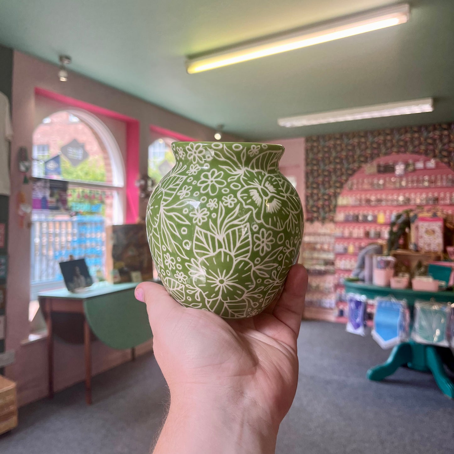 Green Sgraffito - Ceramic Vase