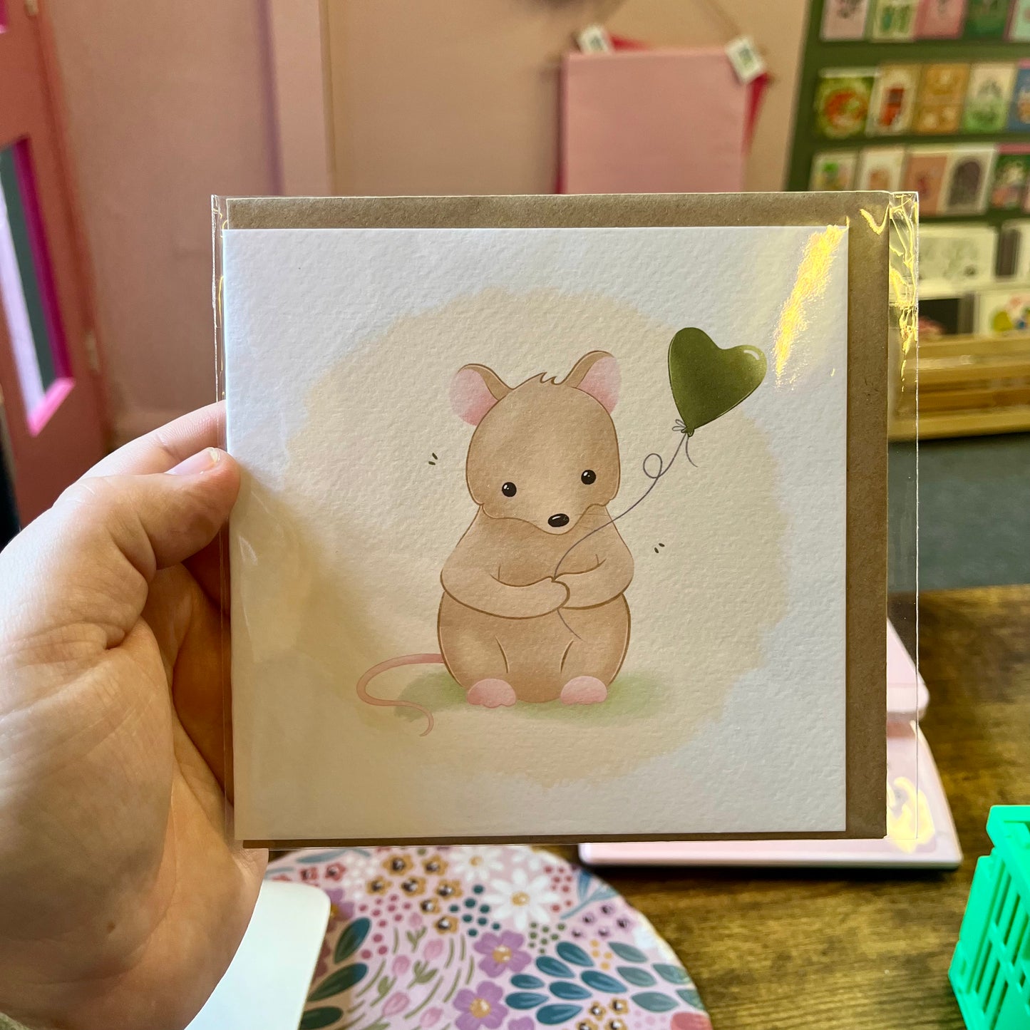 Mouse Balloon - Square Card