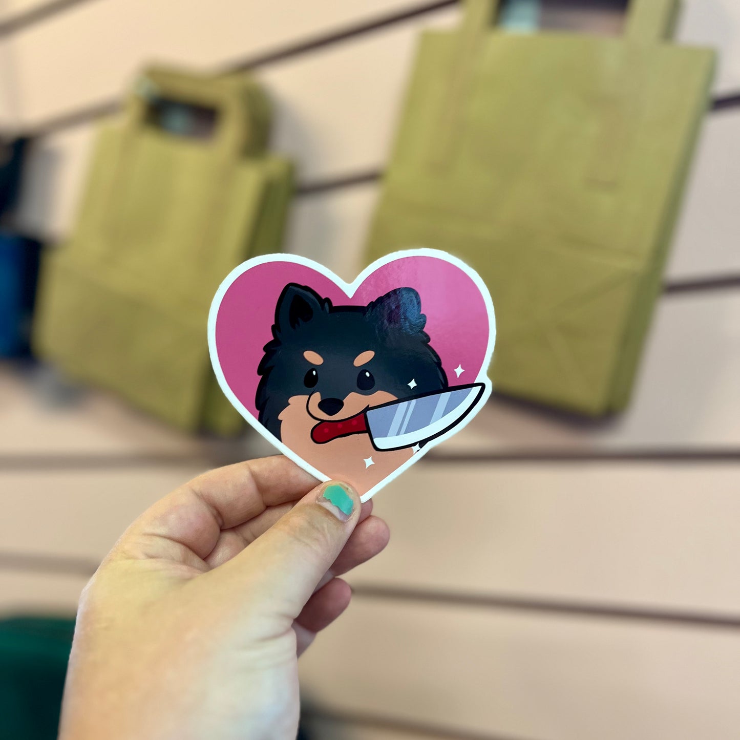 Pomeranian & Knife - Sticker