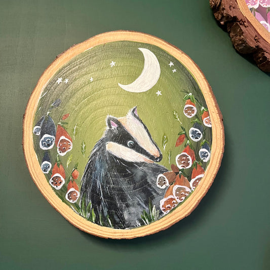 Badger - Original Woodslice Art