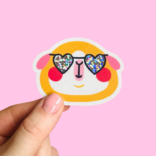 Guinea Pig Ginger Glasses - Sticker