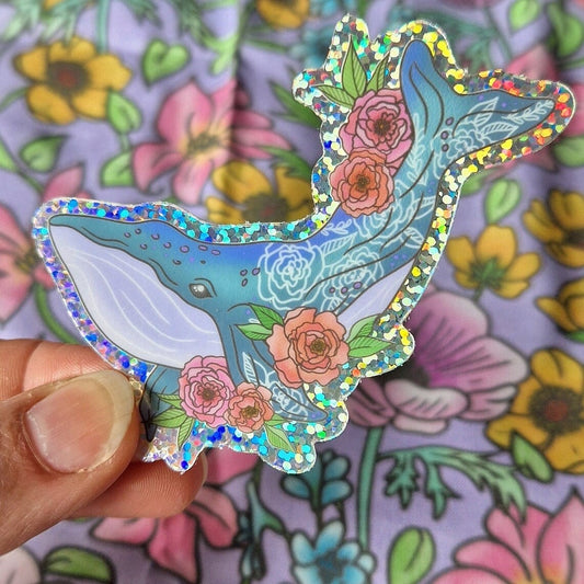 Glitter Whale - Sticker