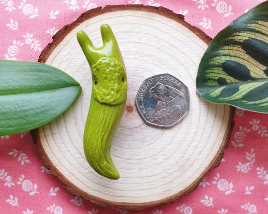 Green Slug - Handmade Pin