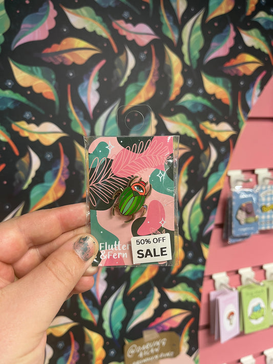 Eye Beetle - Green Body - Enamel Pin - 50% Off RRP £7