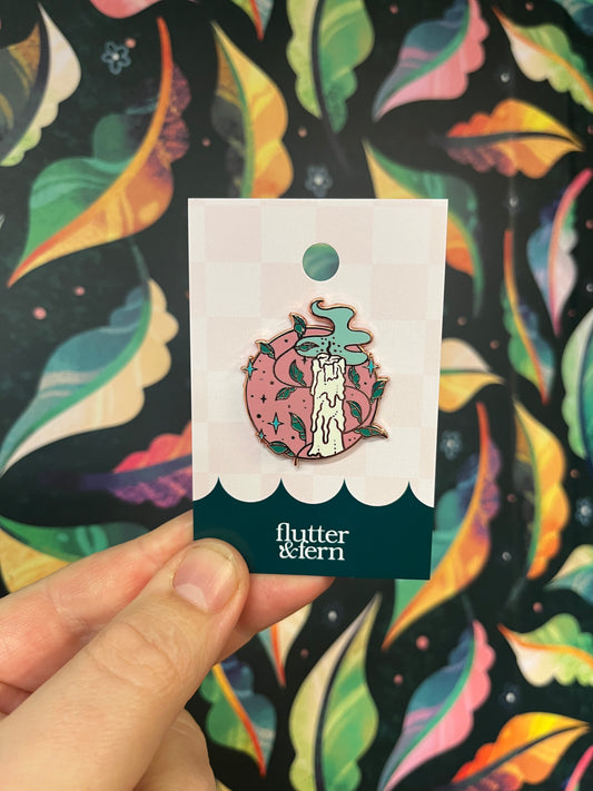 Pink Candle Burning - Enamel Pin