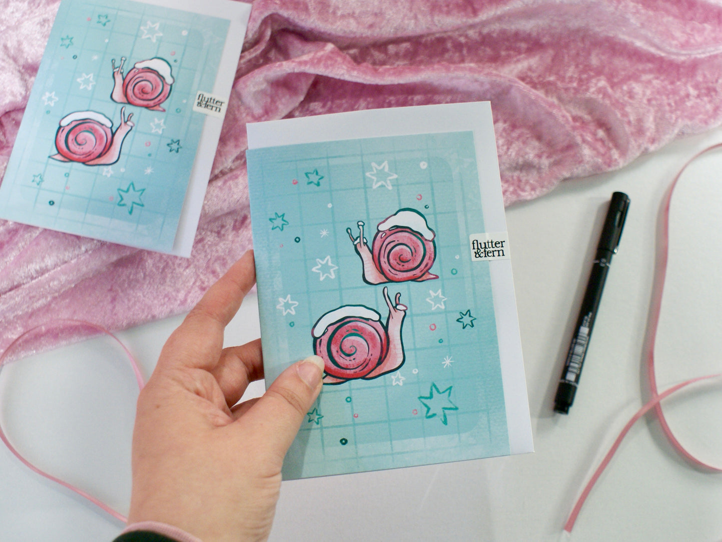 Snowy Snails - A6 Christmas Card