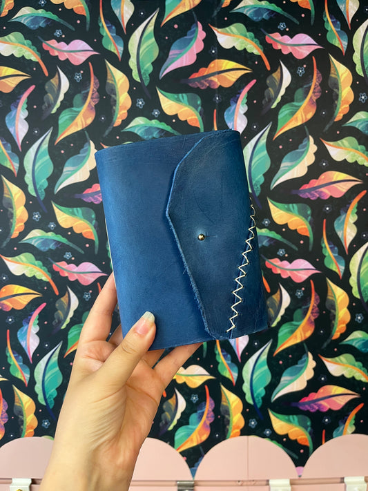 Blue with Stitching Details - Handmade Leather Journal