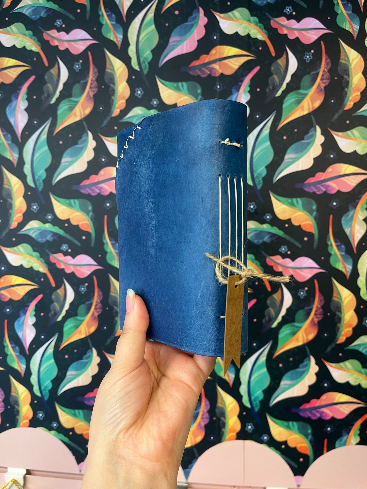 Blue with Stitching Details - Handmade Leather Journal