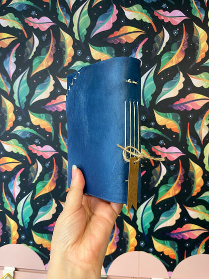 Blue with Stitching Details - Handmade Leather Journal